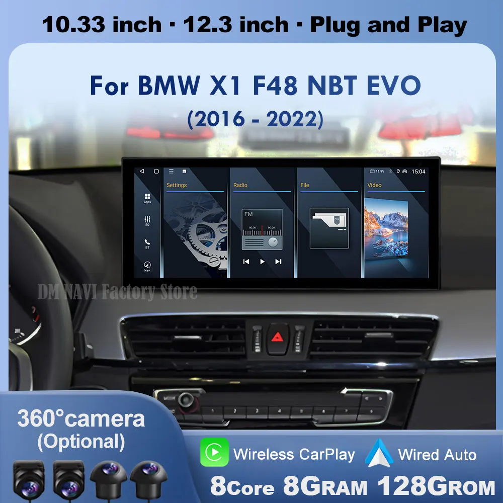 Für BMW X1 X2 F48 F49 2016 - 2022 NBT EVO 12,3 Zoll Android 14 QLEDTouch Screen Auto Radio Multimedia GPS CarPlay Monitore Player Image