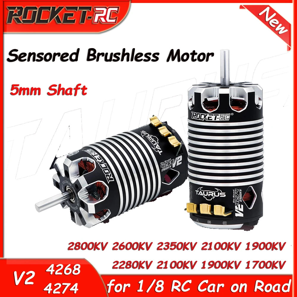 ROCKET-RC Sensored Bürstenloser Motor 4274 4268 1900/2100/2350KV V2 für 1/8 RC Car Electric Monster on Road RC Modellzubehör