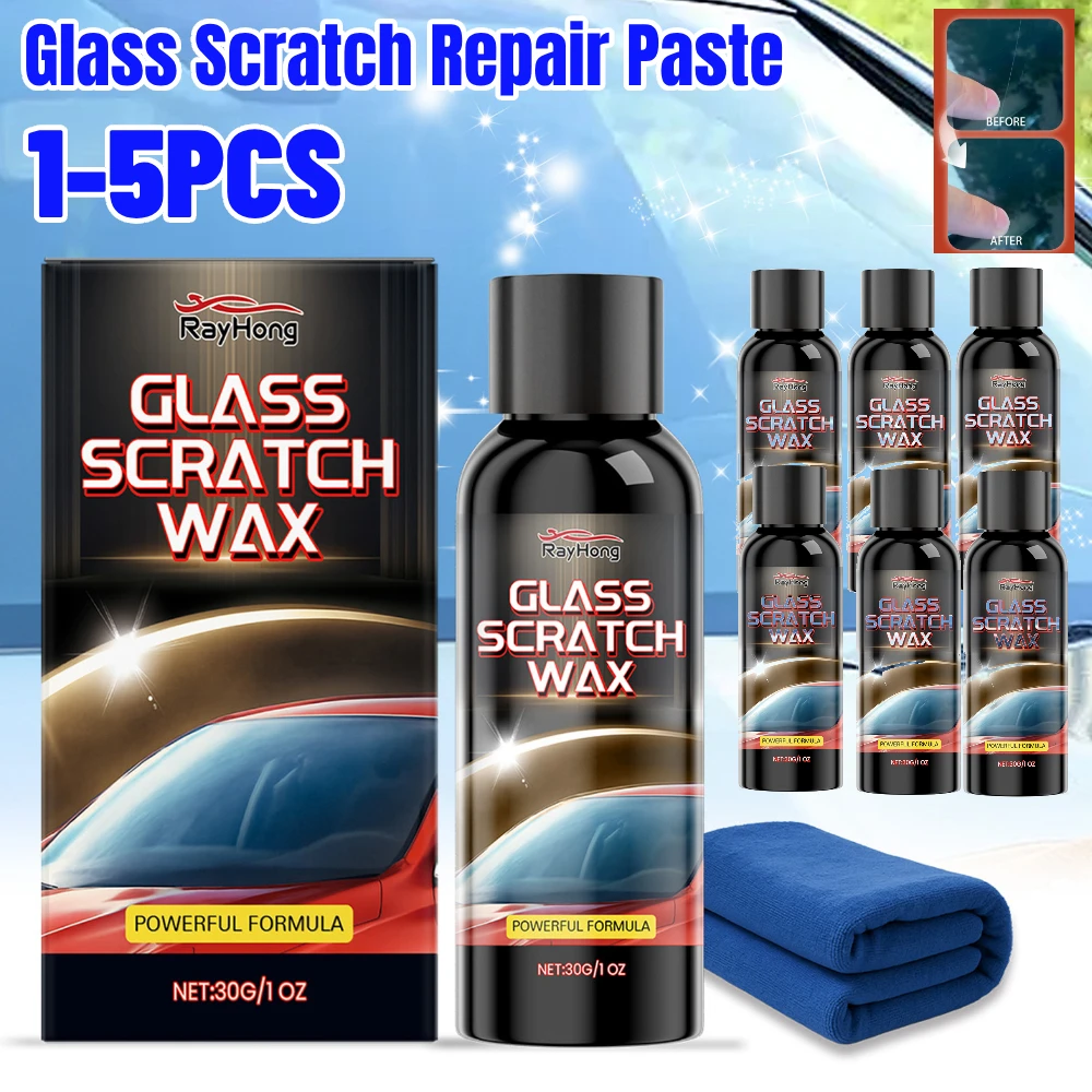 1–5 Stück Glaskratzer-Reparaturpaste, 30 ml, universell für Windschutzscheiben, Badezimmer, Glastüren und Fenster, Polieren und Wiederherstellen in einem Image