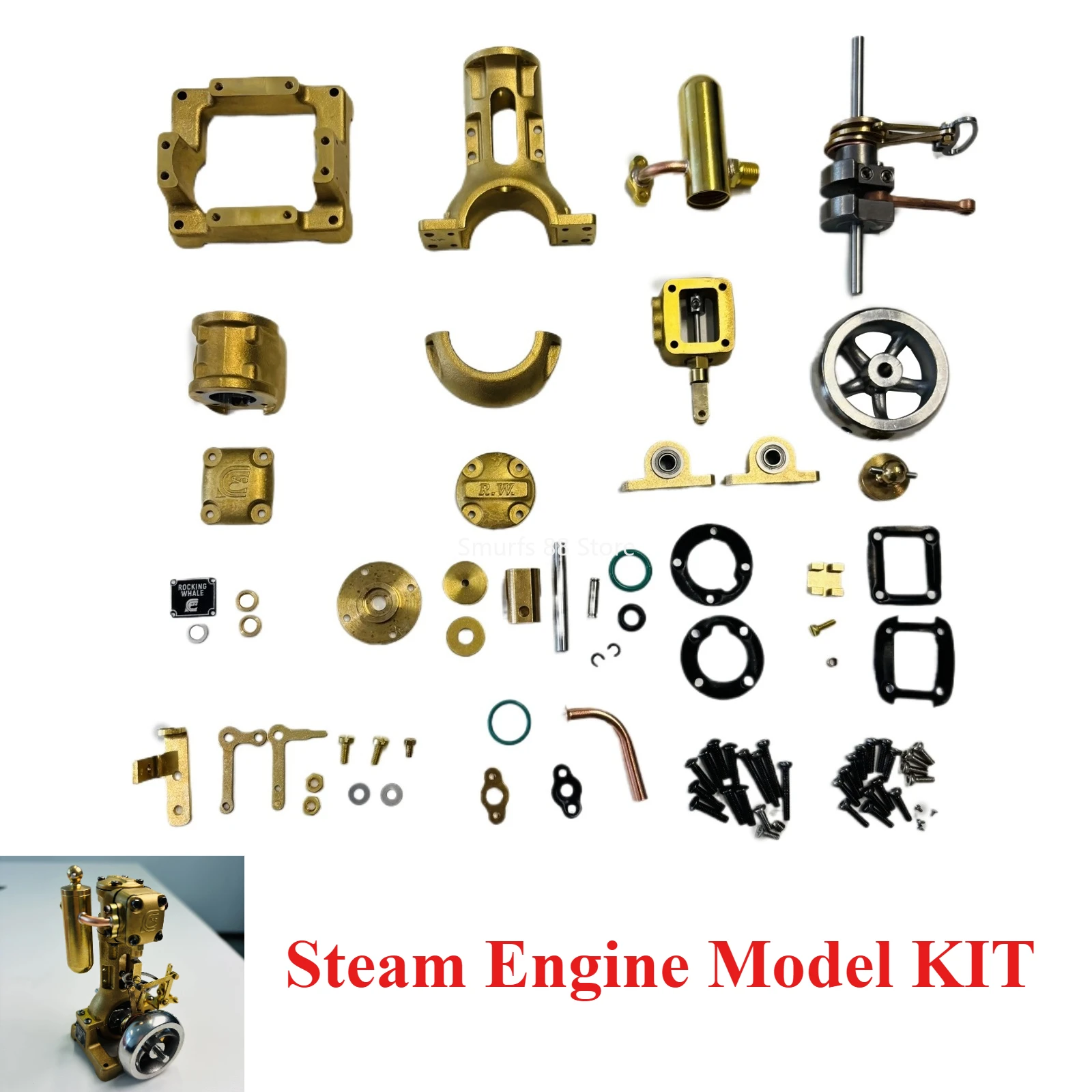 RW Dampfmaschine Modell DIY Montagesatz Retro Einzylinder Dampfmaschine Fertigprodukt Schiffsmodell Stirlingmotor Modellspielzeug Image