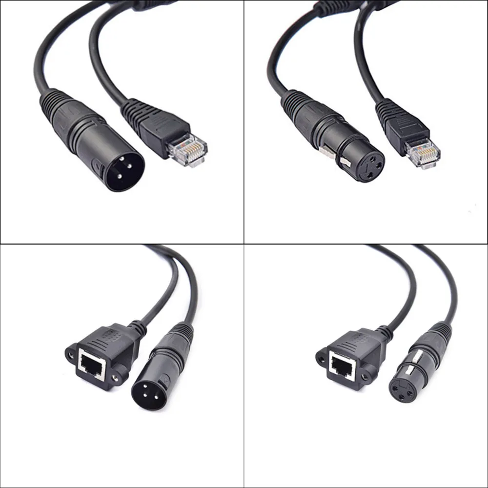 3-poliges XLR-Stecker/Buchse auf RJ45-Netzwerkanschluss-Adapter-Konverterkabel für Mikrofon-Behringer-Lautsprechersysteme und Radio Image