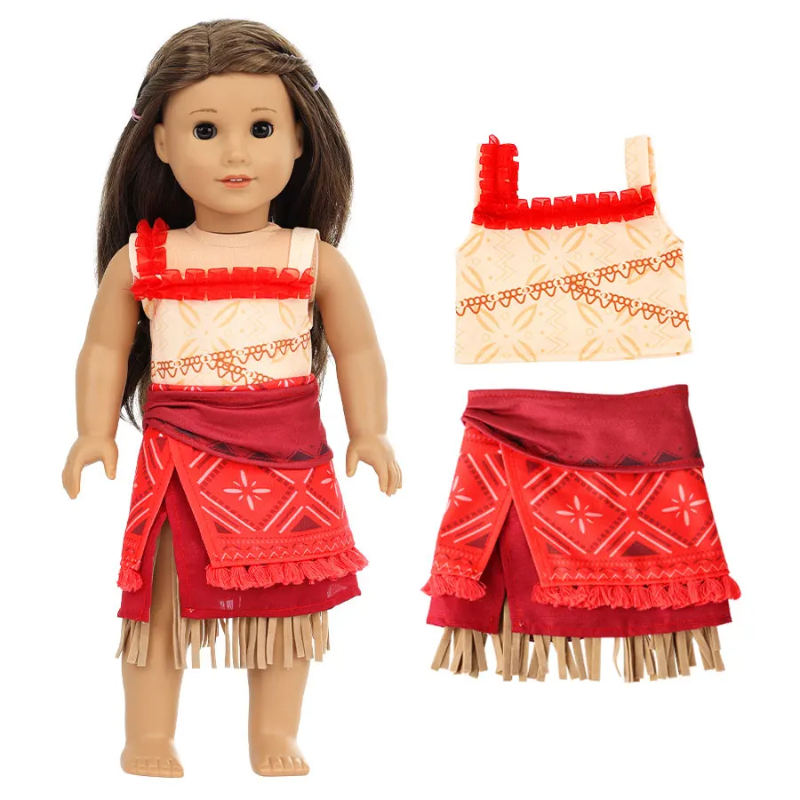 18 Zoll/45 cm Amerika Puppe Prinzessin Kleidung Nette Moana Outfit Kleinkind Reborn Puppe Kleidung Set Party Kleidung kinder Geburtstag Geschenk Image