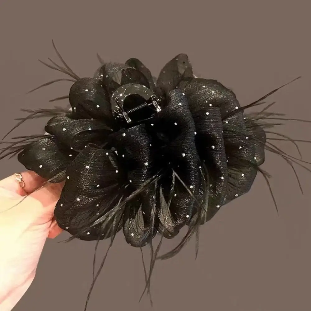 Neue schwarze Memorial schwarze Strauß Haarnadel Acryl Retro Hai Clip Haarschmuck Klaue Clips für Bestattungen und Trauer Image