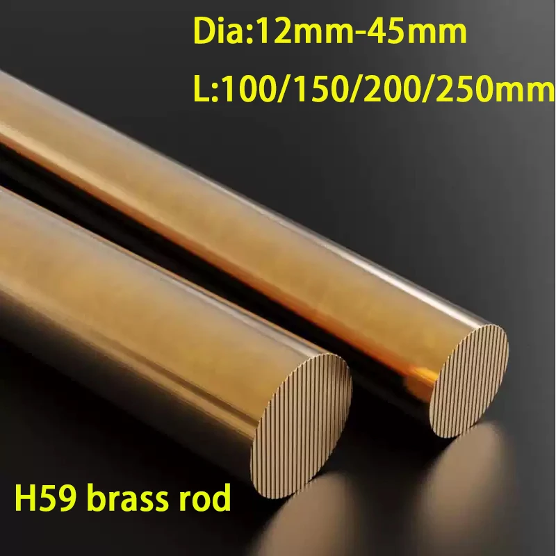 1 Stück H59 Messing-Rundstangen, massive Stangen, Durchmesser 12 mm, 13 mm/14 mm, 15 mm, 18 mm, 20 mm, 25 mm, 26 mm, 28/30/32/40 mm ~ 45 mm, Länge 100/150/200/250 mm Image
