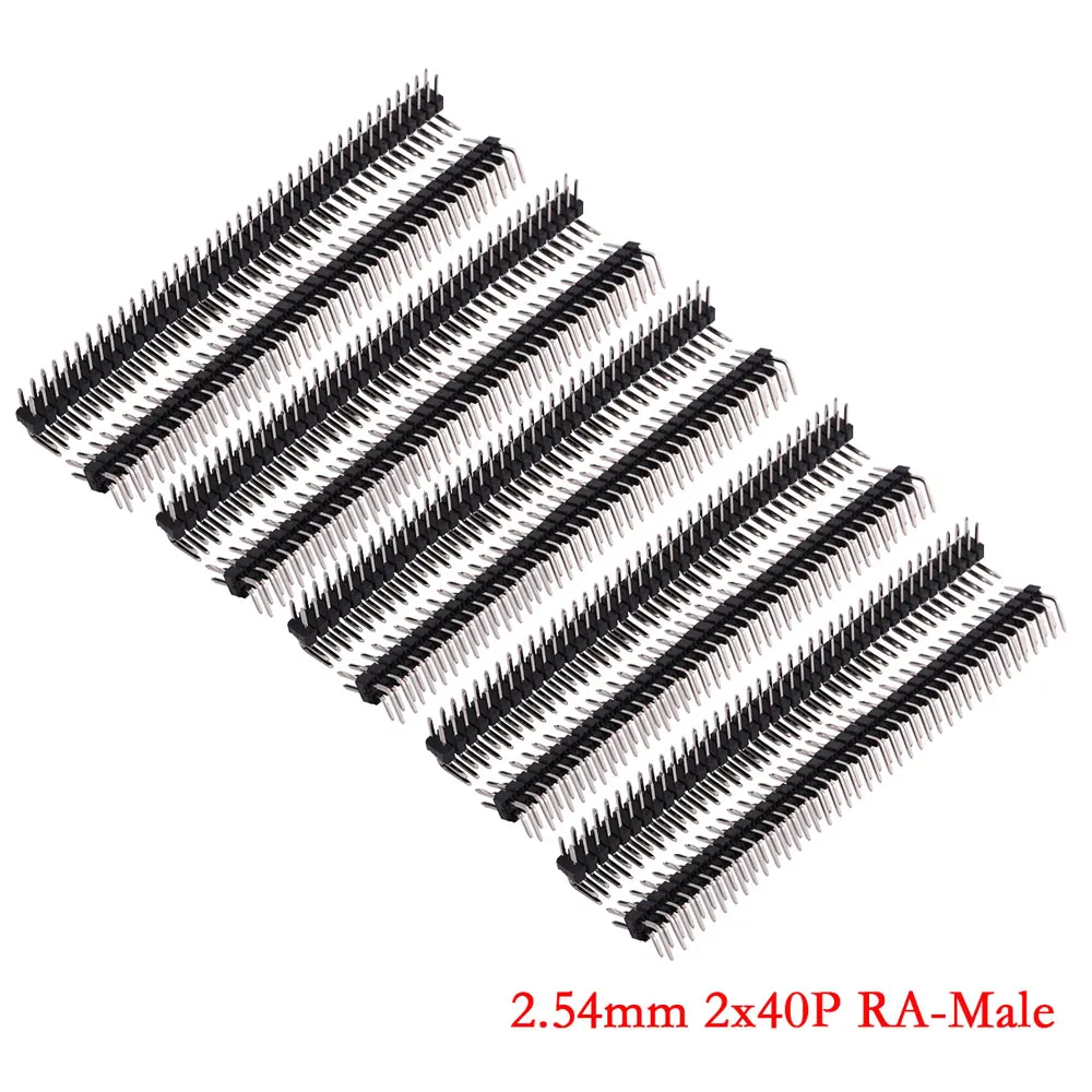 10 Stücke 2,54mm 2*40Pin 90 grad Rechtwinklig Zweireihig Stecker R/A 80 Pin Header Positive PCB Board Stecker Pin Header Image