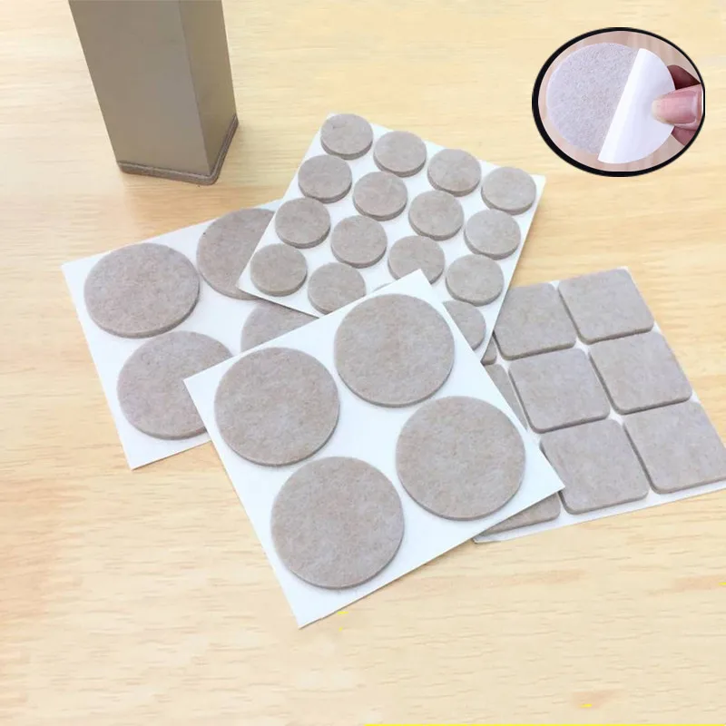 Selbstklebende Stuhlbeinpolster aus Filz, Bodenschoner, Möbelbeine, Tischbeinabdeckungen, runde, rutschfeste Polster mit quadratischem Boden Image