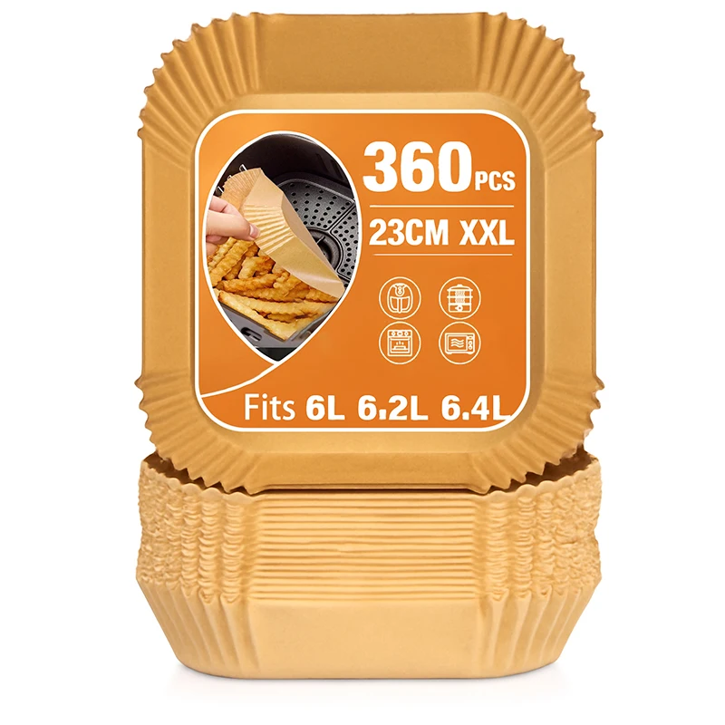 Heißluftfritteuse, Backpapier, 23 cm, quadratisch, für Cosori 6L / 6,2L / 6,4L, Cecotec 7,6L/8L Mikrowellenherd, Küchenherde Image