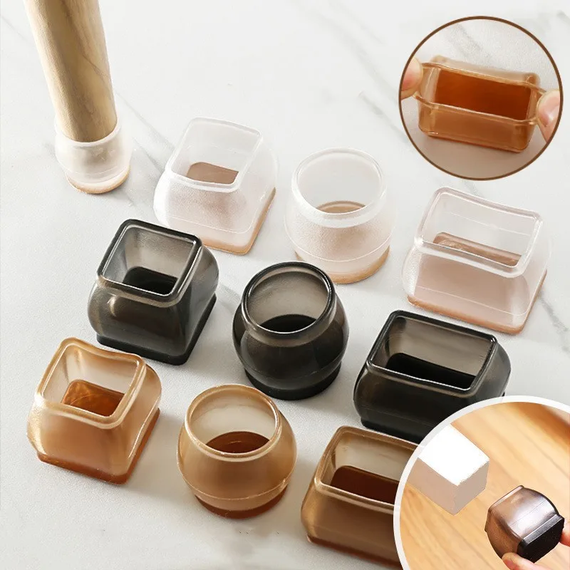 8 Stück Silikon-Stuhlbeine, rutschfeste Pads, quadratische Möbel, Stuhl, Nivellierfüße, Matte, Boden vor Kratzern, Protektoren, Matte, Heimdekoration Image