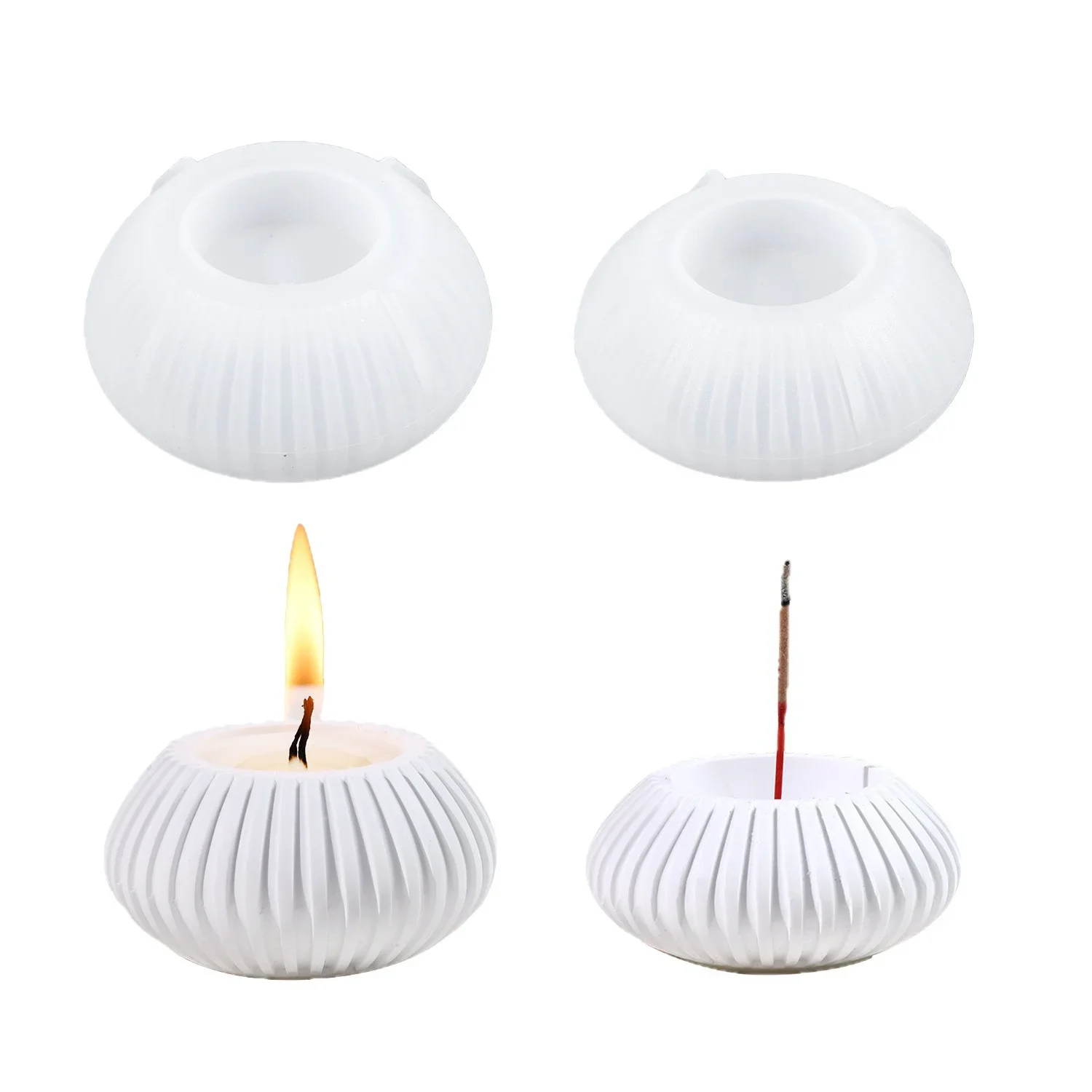 Kugelförmige Kerzenhalter-Silikonform DIY Runder Kerzenständer Räucherstäbchenhalter Gips Zement Epoxidharz Formen Bastelbedarf Image