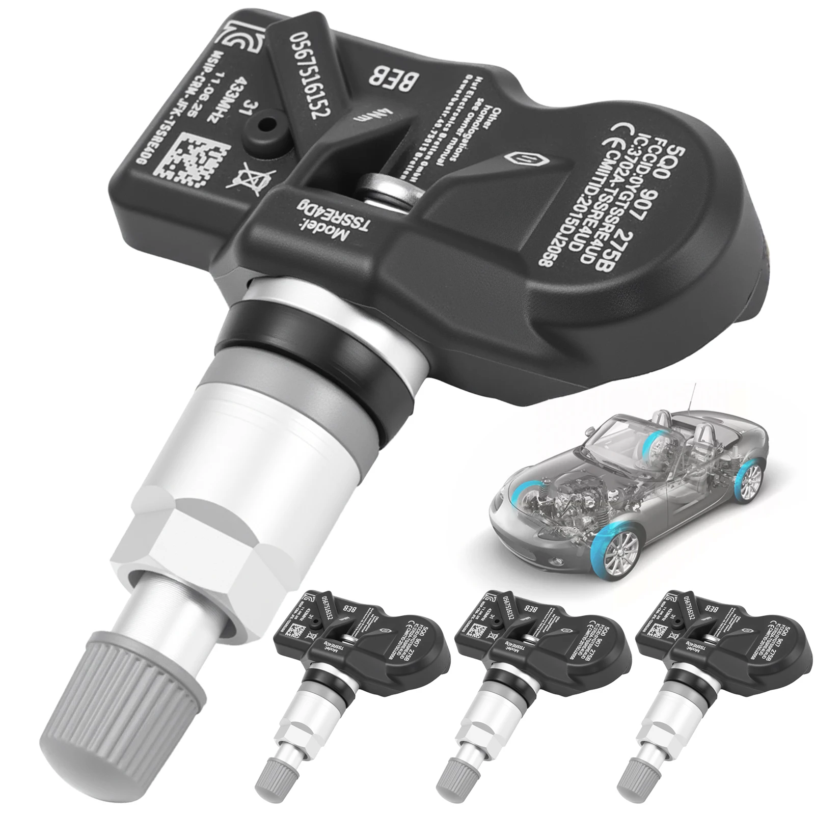 4X TPMS Reifendrucksensor 5Q0907275B Für Audi Q3 Q5 Q7 TT A6 A7 A8 A3 RS3 RS4 RS5 VW Passat Amarok Arteon Beetle Tiguan Golf Image