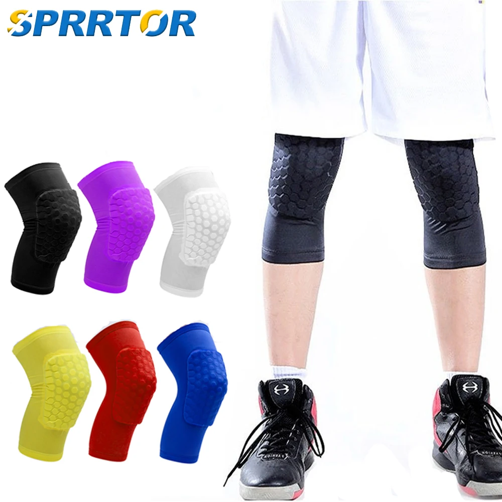 1 paar Waben Basketball Knie Pads Kurze Design Kompression Bein Ärmeln Kneepad Volleyball Schutz Brace Unterstützung Image