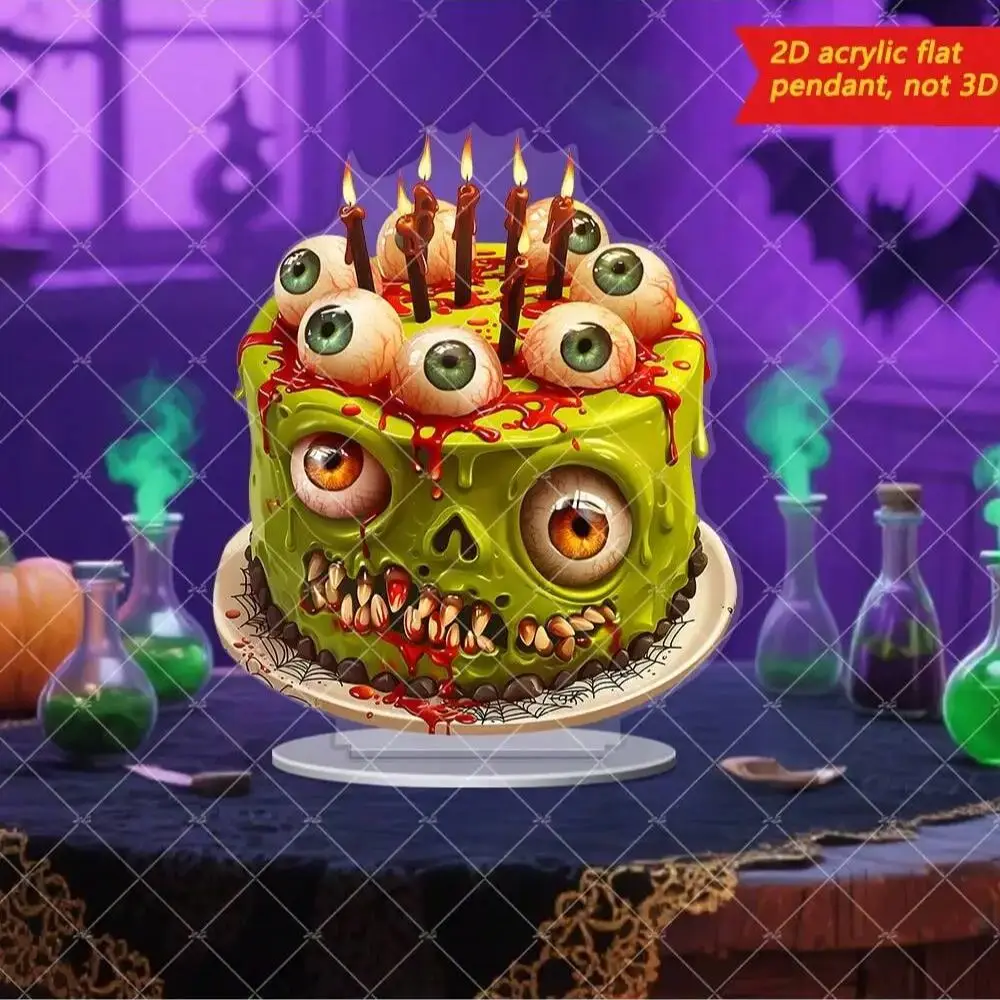 1 Stück Halloween Ghost Bleeding Cake Ornament. Das perfekte Weihnachtsgeschenk für jemanden mit seltsamen Augen und erschreckenden Reißzähnen Image