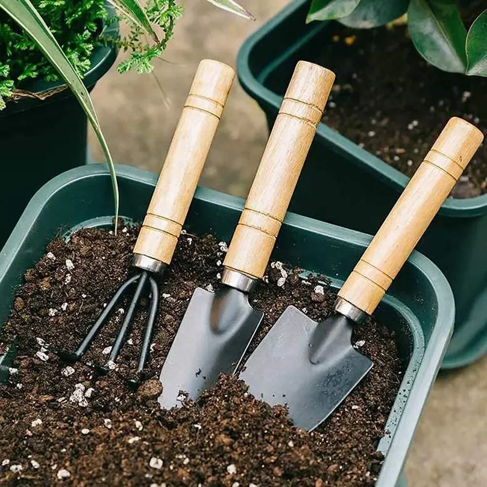 3 Teile/satz Mini Garten Werkzeug Set Für Garten Pflanzen Blumentopf Gemüse Graben Jäten Indoor Kleine Pflanzen Garten Werkzeuge 2025