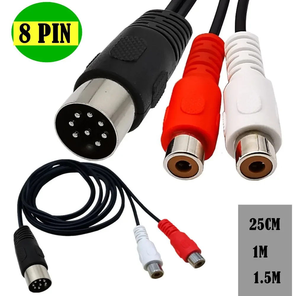Din 8 Pin auf 2RCA Kabel 8Pin Din Stecker auf 2-RCA Buchse Audio Adapter Kabel für Musikinstrument Audio Ausrüstung 0,3 M-1,5 M Image