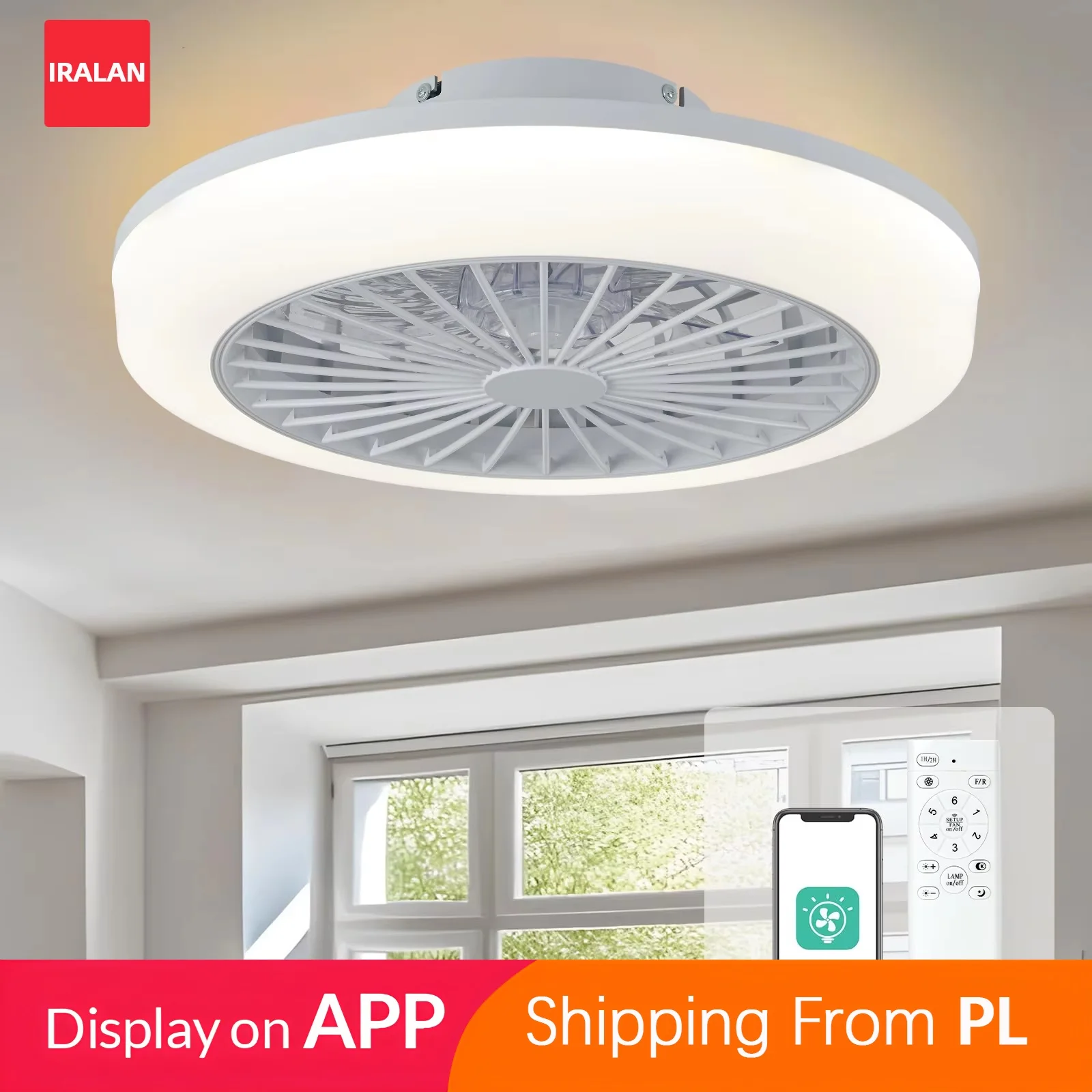 Deckenventilatoren mit Licht und Fernbedienungs-App, dimmbarer elektrischer Ventilator, energiesparender und leiser LED-Deckenventilator für Zuhause
