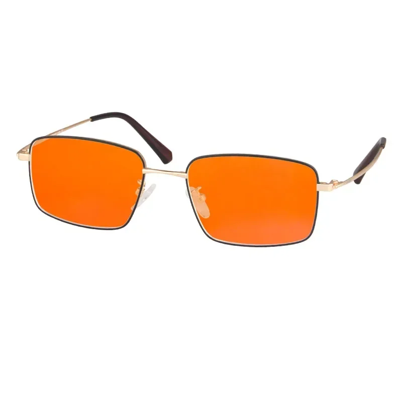 Herrenbrille mit Metallrahmen, orangefarbene Gläser, Computerbrille mit Blaulichtfilter, speziell für Gaming, Augenschutzbrille Image
