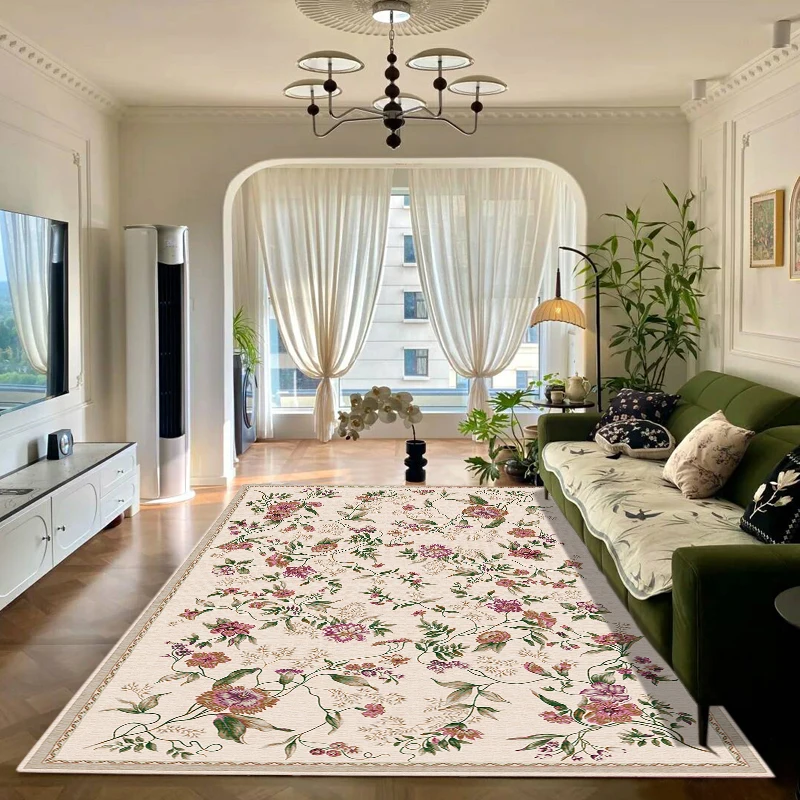 VIKAMA Teppich im Landhausstil, Wohnzimmersofa, Couchtisch, große rutschfeste Bodenmatte, Schlafzimmer-Bodenmatte, Heimdekoration Image