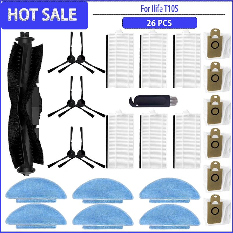 Hauptseite bürste Hepa Filter Mop Staubbeutel für ilife t10s Roboter Staubsauger Ersatzteile Zubehör Image