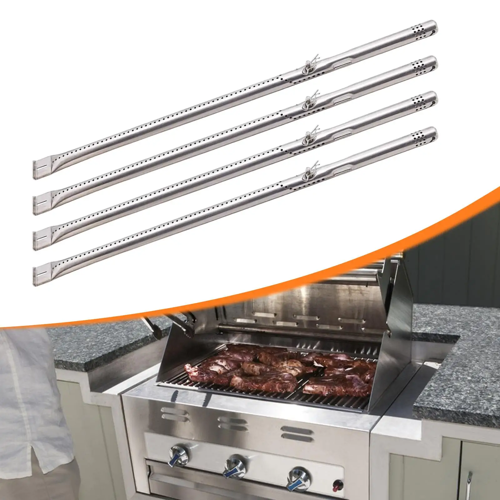 4-teilige Grillbrenner-Röhren, Grill-Ersatz für Gasgrill, Grill-Brenner-Röhren für Versammlungen im Freien, Zuhause, Grillen, Camping Image