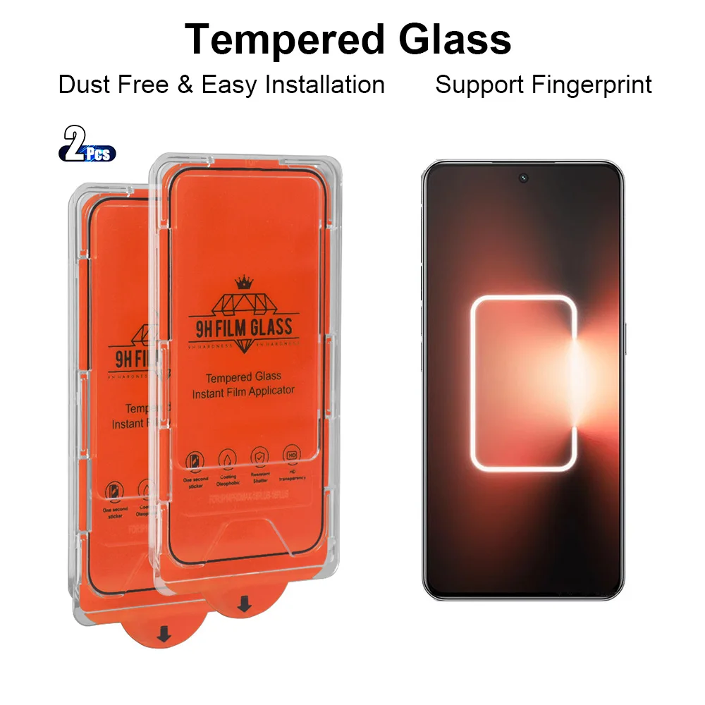 2 Stück HD gehärtetes Glas für Realme GT5 GT3 GT 5 3 Neo5 Neo3 Neo 5 3 7 Neo7 Turbo Neo7x Displayschutzfolie Fingerabdruck-Entsperrung Image