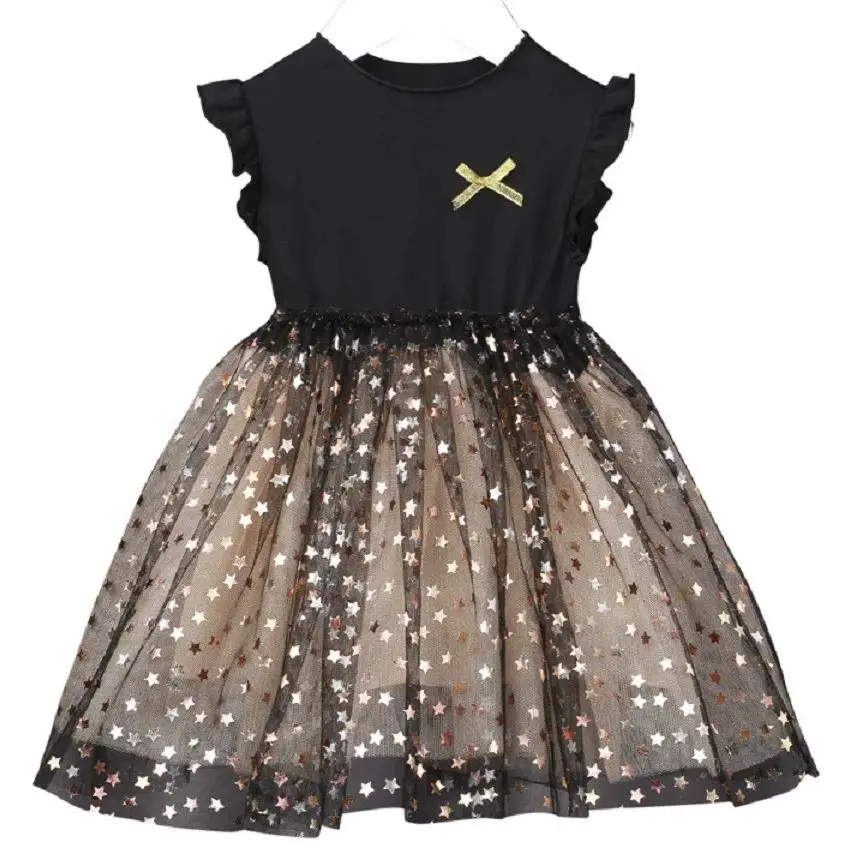 Kleinkind Mädchen Sommerkleid Glitzer Stern Pailletten Fee Mode Gaze Prinzessin Kleid für Baby Kinder Kleidung Geburtstags feier Kleid Image