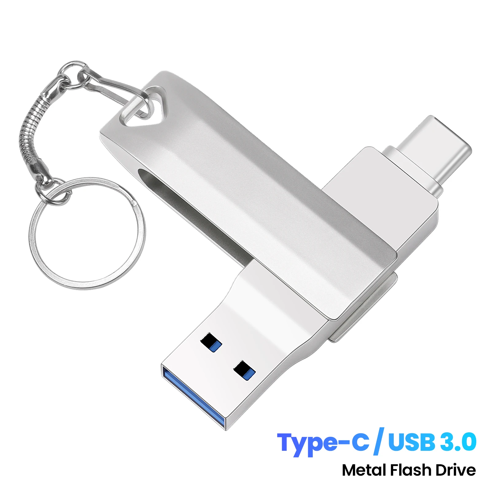 JASTER USB3.0 TYPE-C 2 IN 1 Pen Drive 128 GB Business Geschenk Memory Stick 64 GB Kostenloser Schlüsselanhänger USB 3.0 Flash Drive 32 GB Metall U Disk Image