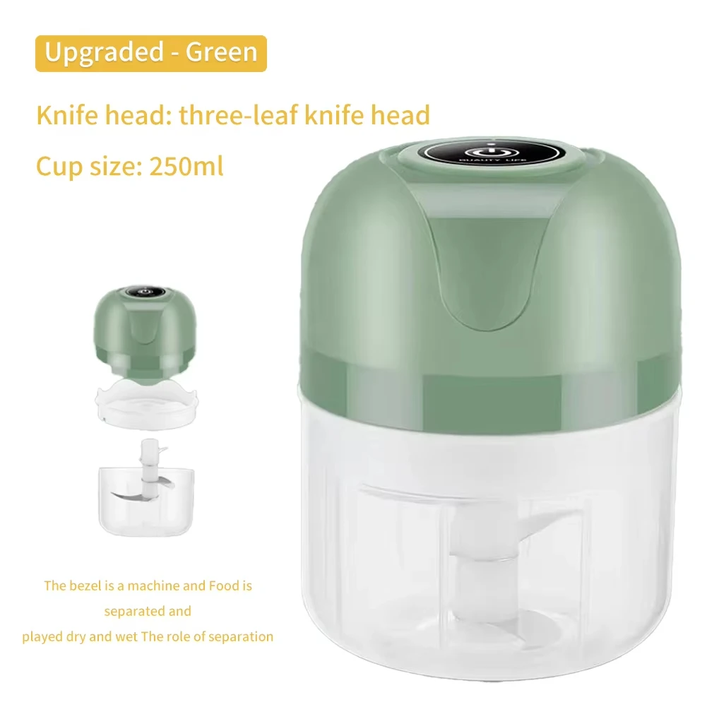 1 elektrischer Ingwer-Knoblauch-Zerkleinerer, Knoblauchpüree-Maschine, 250 ml, wiederaufladbarer Fleischzerkleinerer, Gemüsehacker, Küchenmixer Image