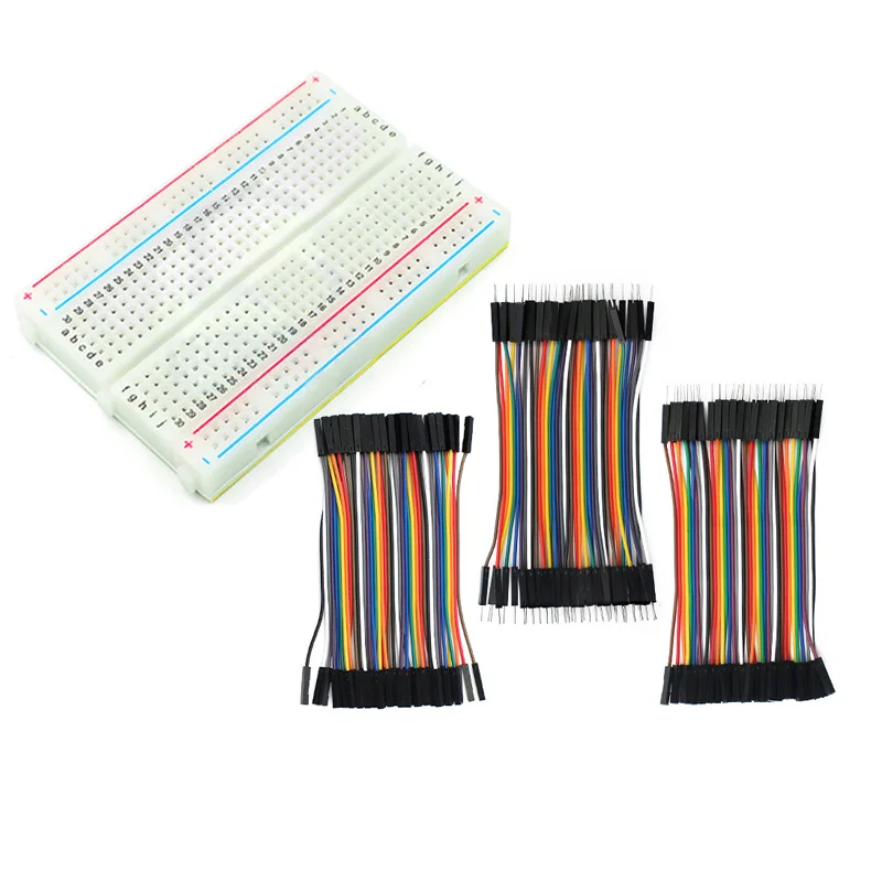 400-Punkt-Breadboard-Kit mit Dupont-Kabel und Überbrückungskabel, 10 cm, 40-Pin-Kabel, Stecker auf Stecker, Stecker auf Buchse, Buchse auf Buchse, f Image