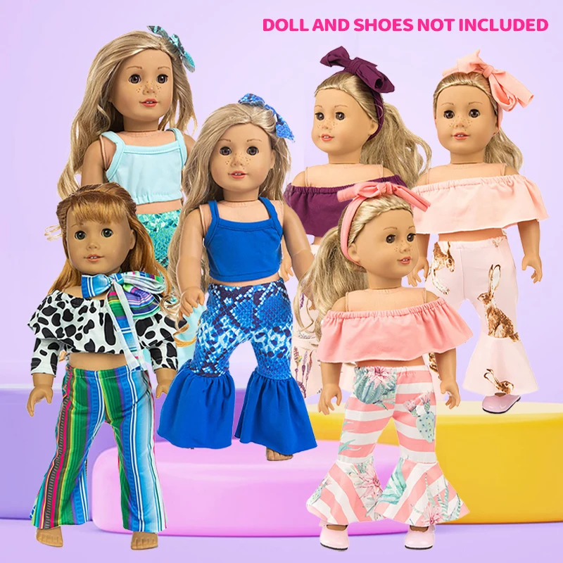 18 Zoll Mädchen Puppe Rosa Taille Mantel Strumpfhosen 3 Stück Set 40 cm Baby Neugeborene Puppe Kleidung 18 "Puppe Outfit Enge Hosen Stirnband Mädchen Geschenk