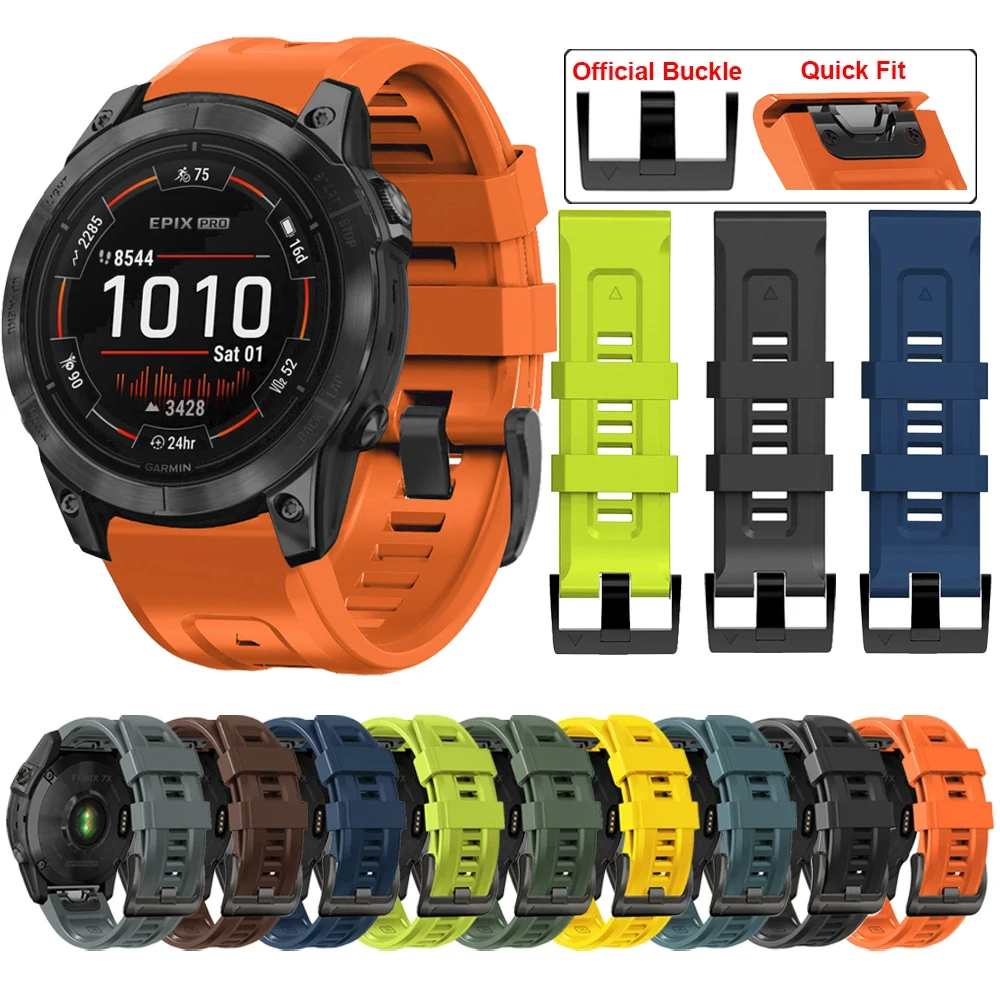 QuickFit 22 mm 26 mm Silikonarmband für Garmin Fenix 6 6X 7 7X Pro/Epix Pro Gen 2 47 mm 51 mm 5Plus Enduro 2 Tactix 7 Uhrenarmband Image