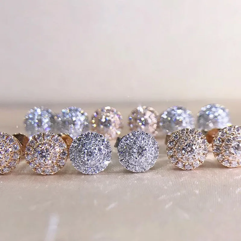 Huitan Luxus Ohr stecker für Frauen voller Zirkonia täglich tragen einfache vielseitige Accessoires Teenager Ohrringe klassischen Schmuck Image
