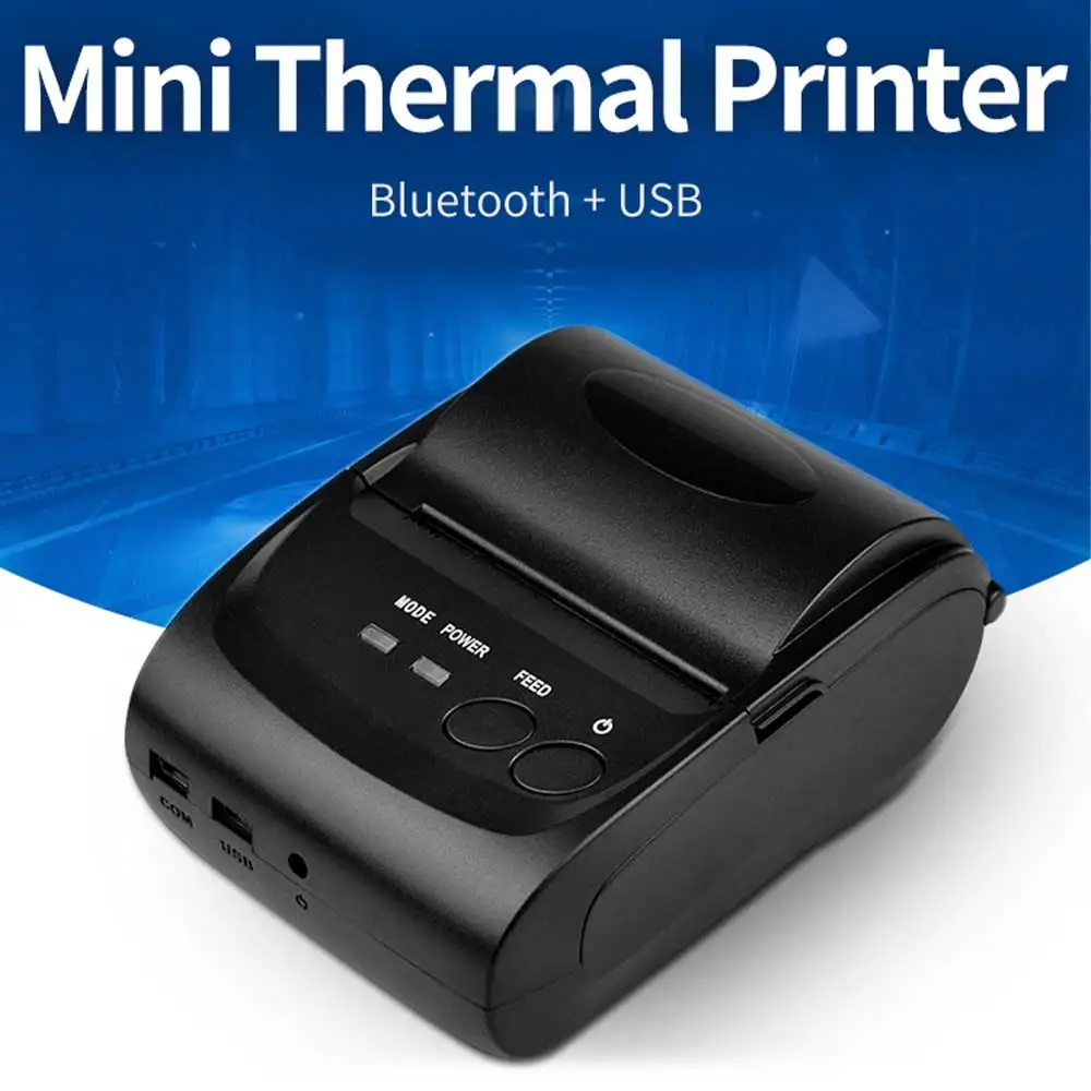 Hztz mini bluetooth drucker thermo drucker ticket beleg usb tragbar drahtlos für android ios und windows 58mm drucker Image