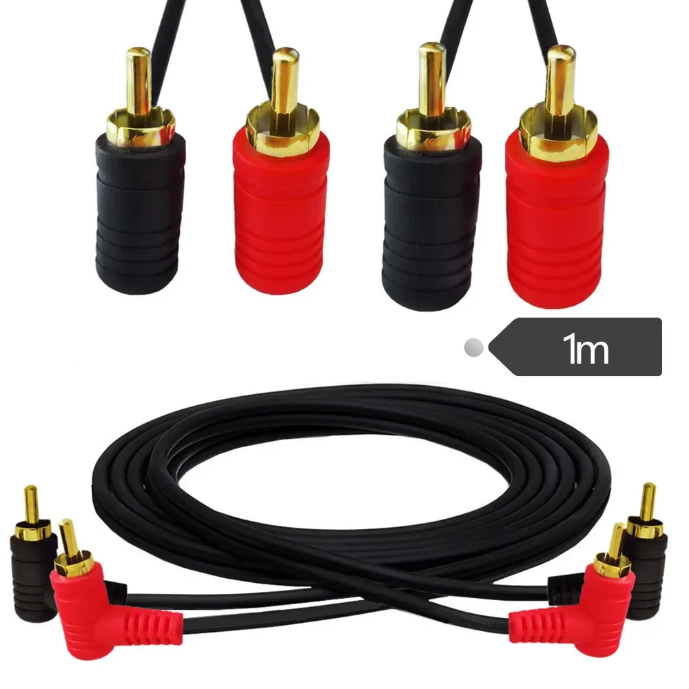 90-Grad-2-RCA-Kabel, 2-Stecker auf 2-Stecker, RCA-Audio-Stereo-Subwoofer-Kabel, Audiokabel, 1 m Image