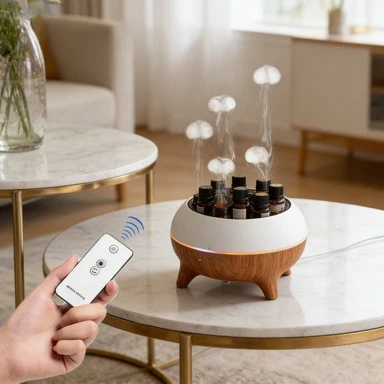 250ml Ätherisches Öl Diffusor & Quallen-Luftbefeuchter mit Fernbedienung 7 Farbige Nachtlichter für Schlafzimmer Wohnraum Image