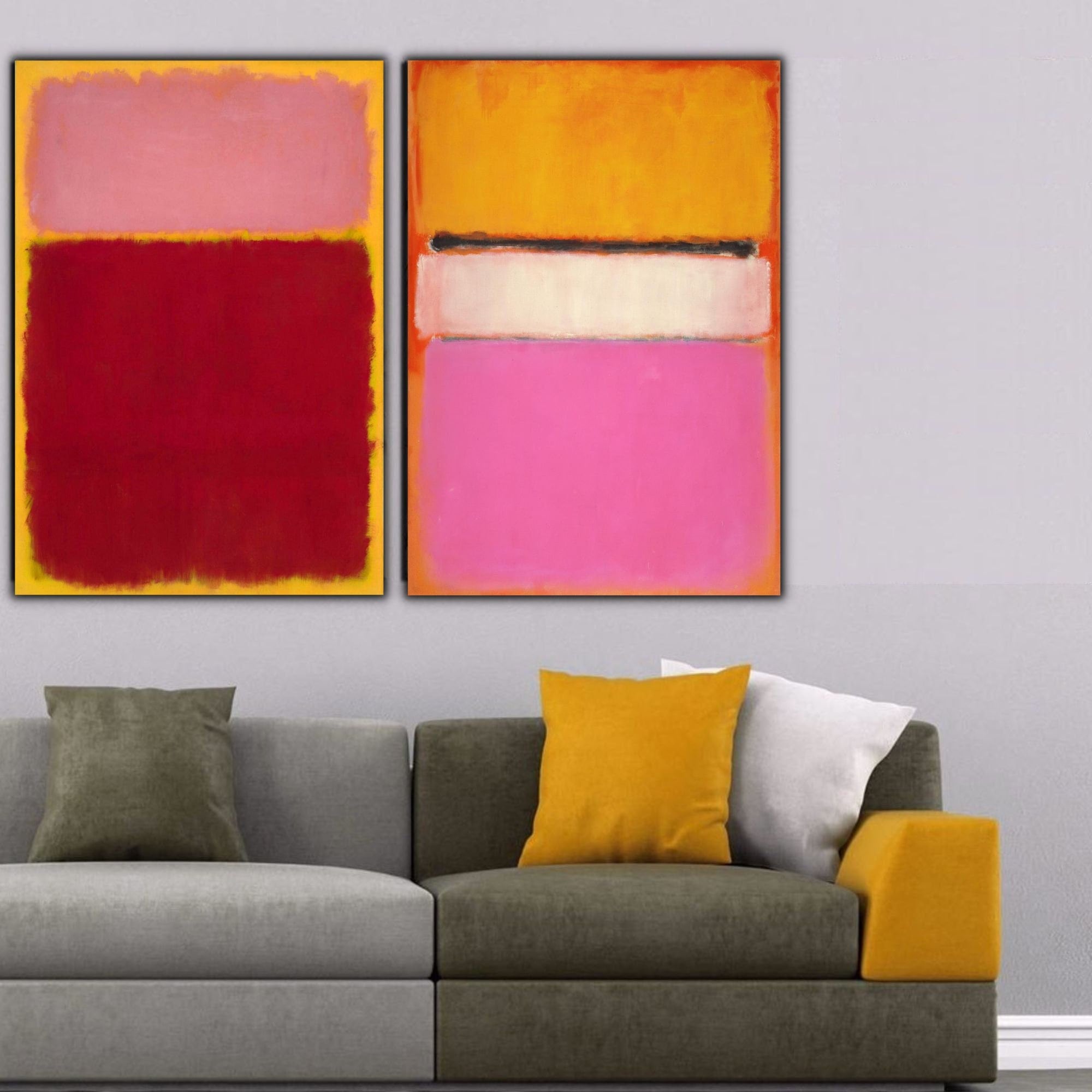 Set di 2 opere d'arte da parete di Mark Rothko, stampe su tela di Mark Rothko, stampa di Mark Rothko, stampa d'arte astratta, poster di riproduzione d