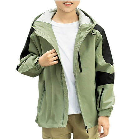 Darzheoy Children Tops Fall Winter Pockets Jackets For Girls And Boys Long Sleeve Solid Color Windbreaker Hoodie Parkas Coats For Outwear Size 3-12 Years