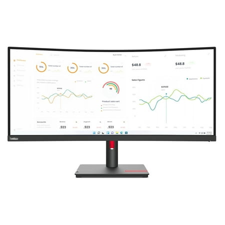 Lenovo ThinkVision T34w-30 34 WQHD 3440x1440 60Hz 21:9 4ms 1500R Curved Monitor