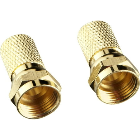 Rocketfish - Twist-On RG6 F-Connectors (2-Pack) - Gold