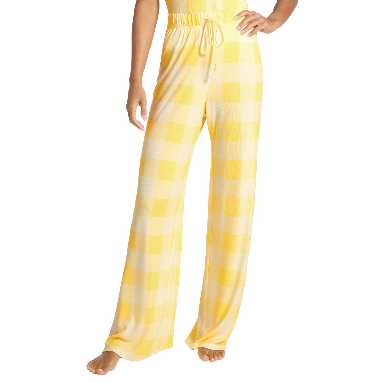 Masseys Sweet Dreams Pajama Pant (Size XL) Yellow/Cream/Gingham, Elastine,Viscose