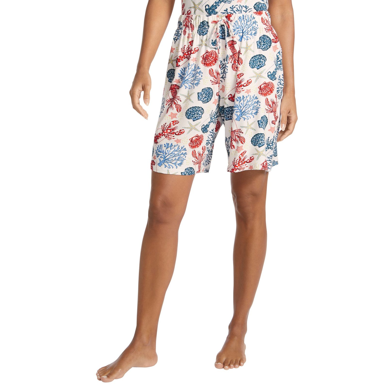 Masseys Sweet Dreams Pajama Short (Size S) White/Lobster/Nautical, Elastine,Viscose