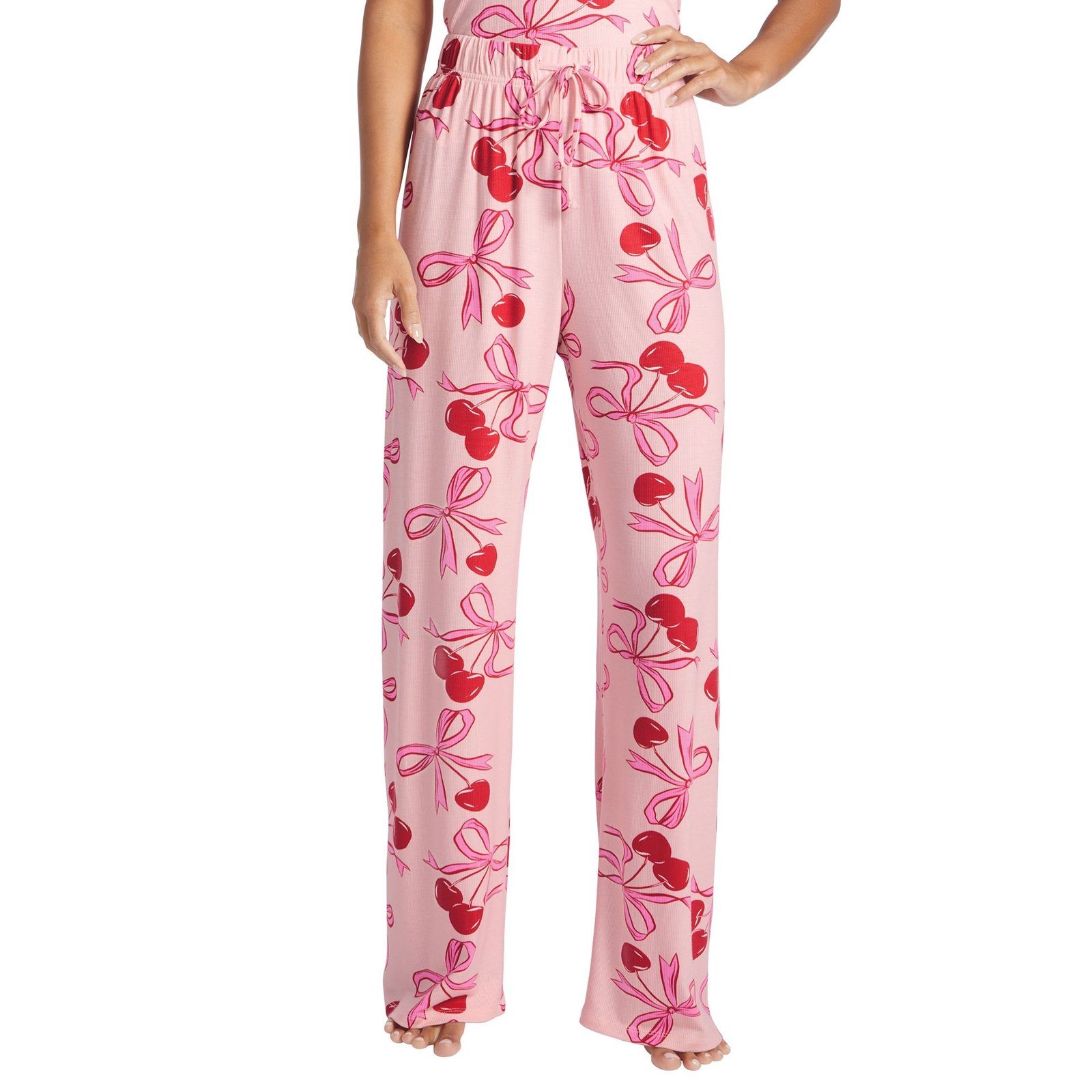 Masseys Sweet Dreams Pajama Pant (Size L) Pink/Cherry/Bows, Elastine,Viscose