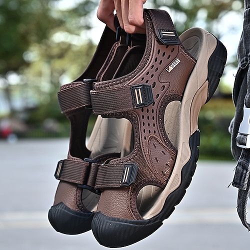 Outdoor-Wandersandalen für Herren aus Kunstleder, verstellbare Riemen für optimalen Tragekomfort, ideal für aktive Abenteuer Image
