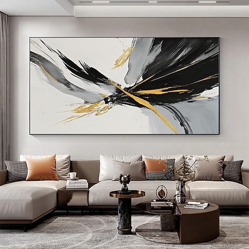 tela dipinta a mano in marmo nero oro arte murale di lusso decorazione murale astratta arte astratta nero giallo arte su tela oversize arte contemporanea
