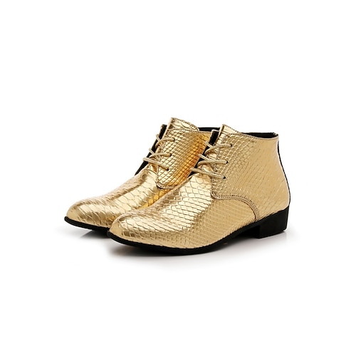 Herrenstiefel aus Kunstleder in Metallic-Gold – ein modisches Statement für Musikfestivals und Freizeitaktivitäten. Image