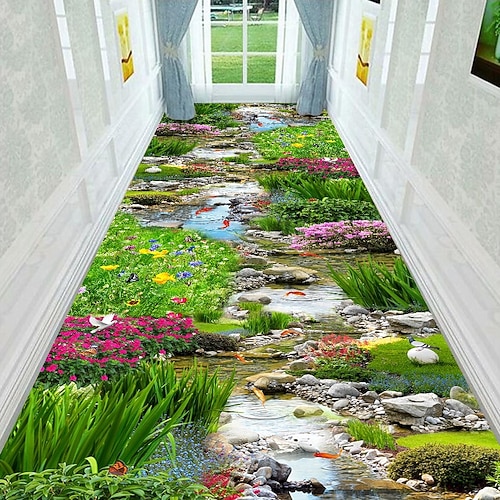 Läuferteppich mit 3D-Optik, 2D-Flachdruck, geeignet für Wohnzimmer, Schlafzimmer, Flur, Korridor, individuell gestaltbar, rutschfest, für Küche und Eingangsbereich. Image