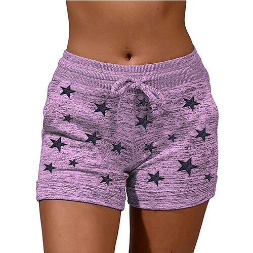 Damen Bermudashorts Jogginghose Chinos Shorts Urlaub Mode Streetwear Kurz Hohe Taille Stern Elastischer Bund Drucken Bequem Komfort Weich Dehnbar Outdoor Straße Blau Hellgrau Königliches Blau Purpur Image