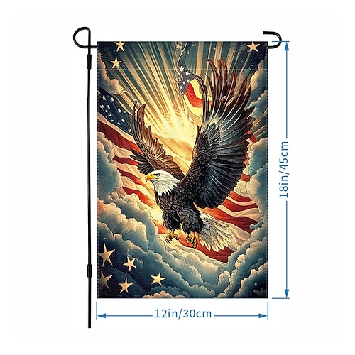2er Pack Unabhängigkeitstag Gartenflagge Amerikanisches Festival Höflichkeitsdekoration Außen Hot Picking Image
