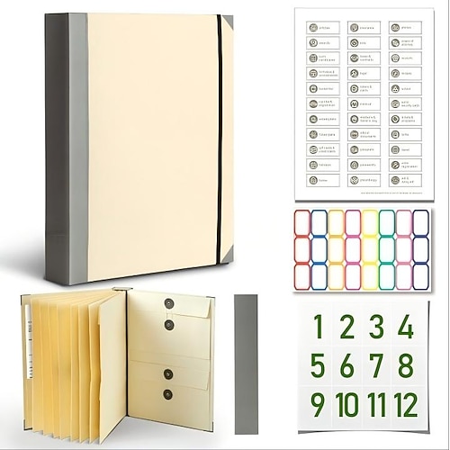 Akkordeon-Dokumentenmappe, Manila-Taschenmappe für Pässe, Geburtsurkunden wichtige Dokumente – Büro Aufbewahrungslösung für Zuhause Image