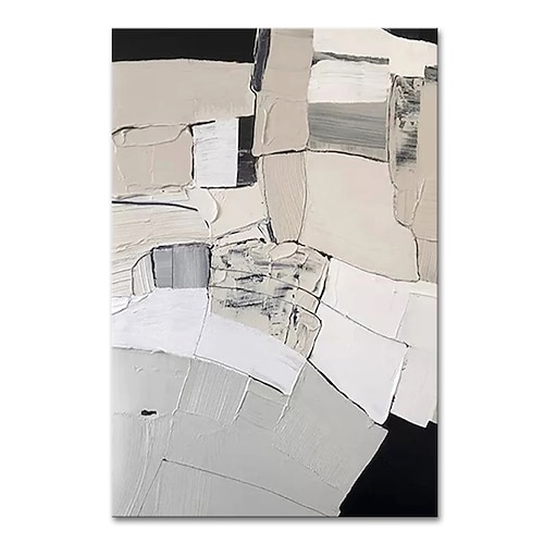 Mintura, handgefertigte abstrakte Blockgemälde in Grau, Weiß und Schwarz auf Leinwand, moderne Wanddekoration für Zuhause, gerollt, rahmenlos, ungespannt. Image