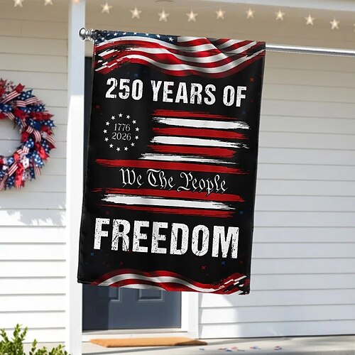 Gartenflagge zum 250. Jahrestag, Gartenschild zum 250. Jahrestag der USA, patriotisches Freiheitsbanner zum 4. Juli, doppelseitig Image
